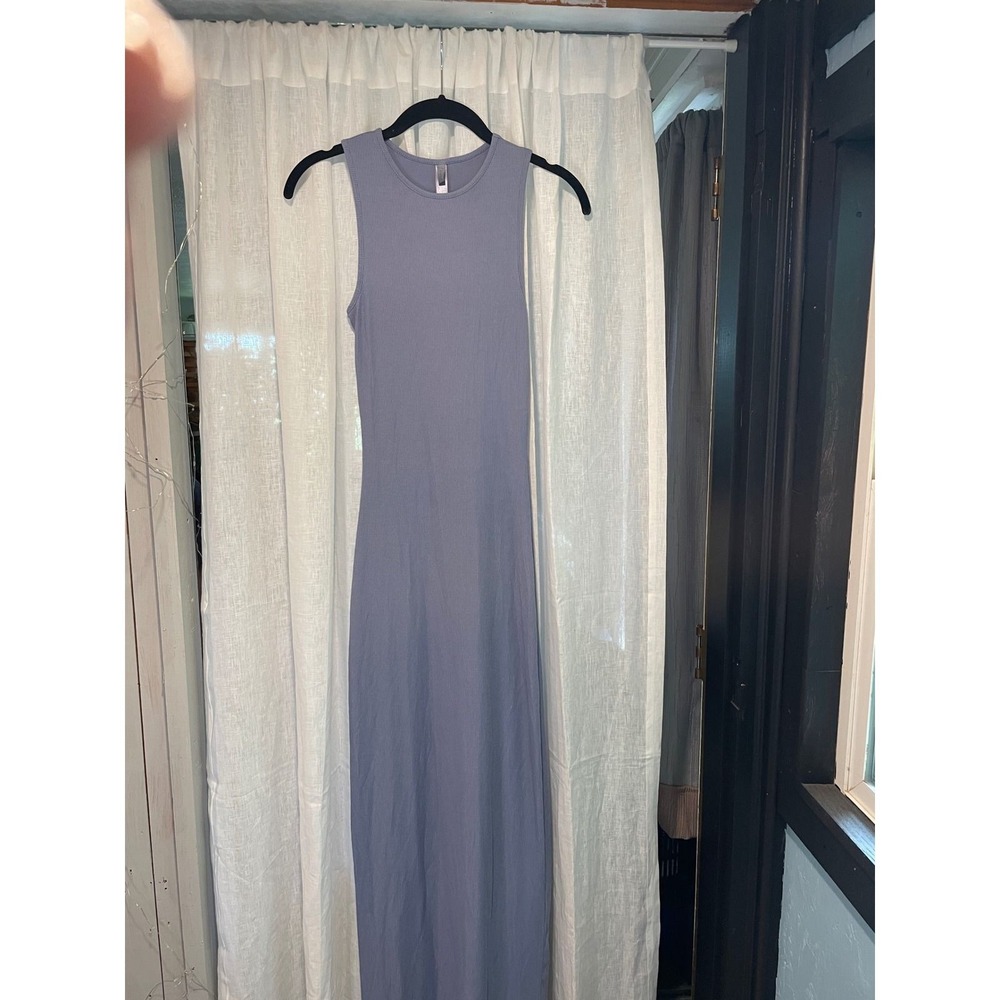 SKIMS Soft Lounge Tank Dress Periwinkle Blue Ribbed Modal Maxi Small
